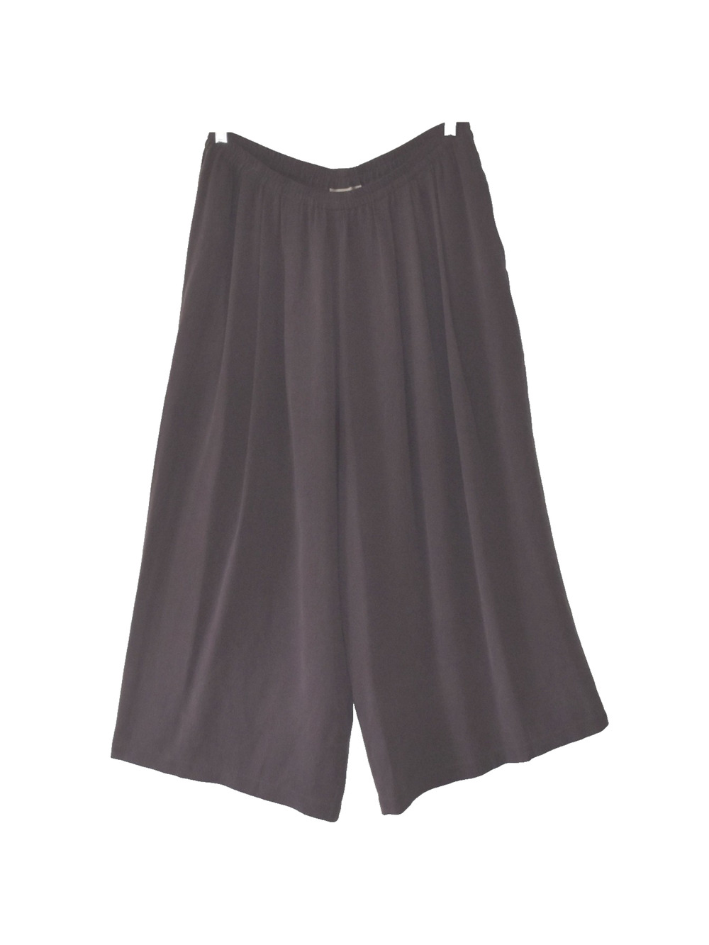 A4 Auth EILEEN FISHER Burgundy Silk Pleated Front Wide Leg Ankle Pants Size L
